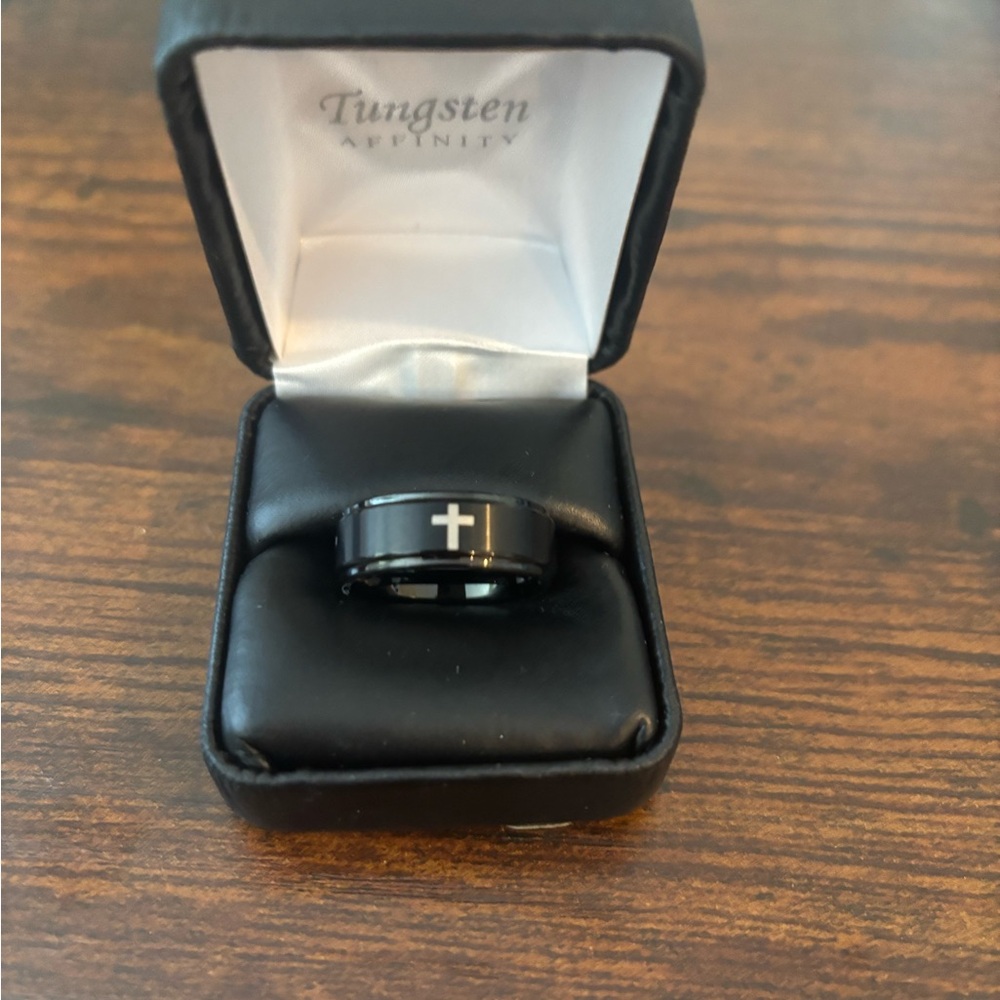 Tungsten Affinity Black Cross Men's Ring